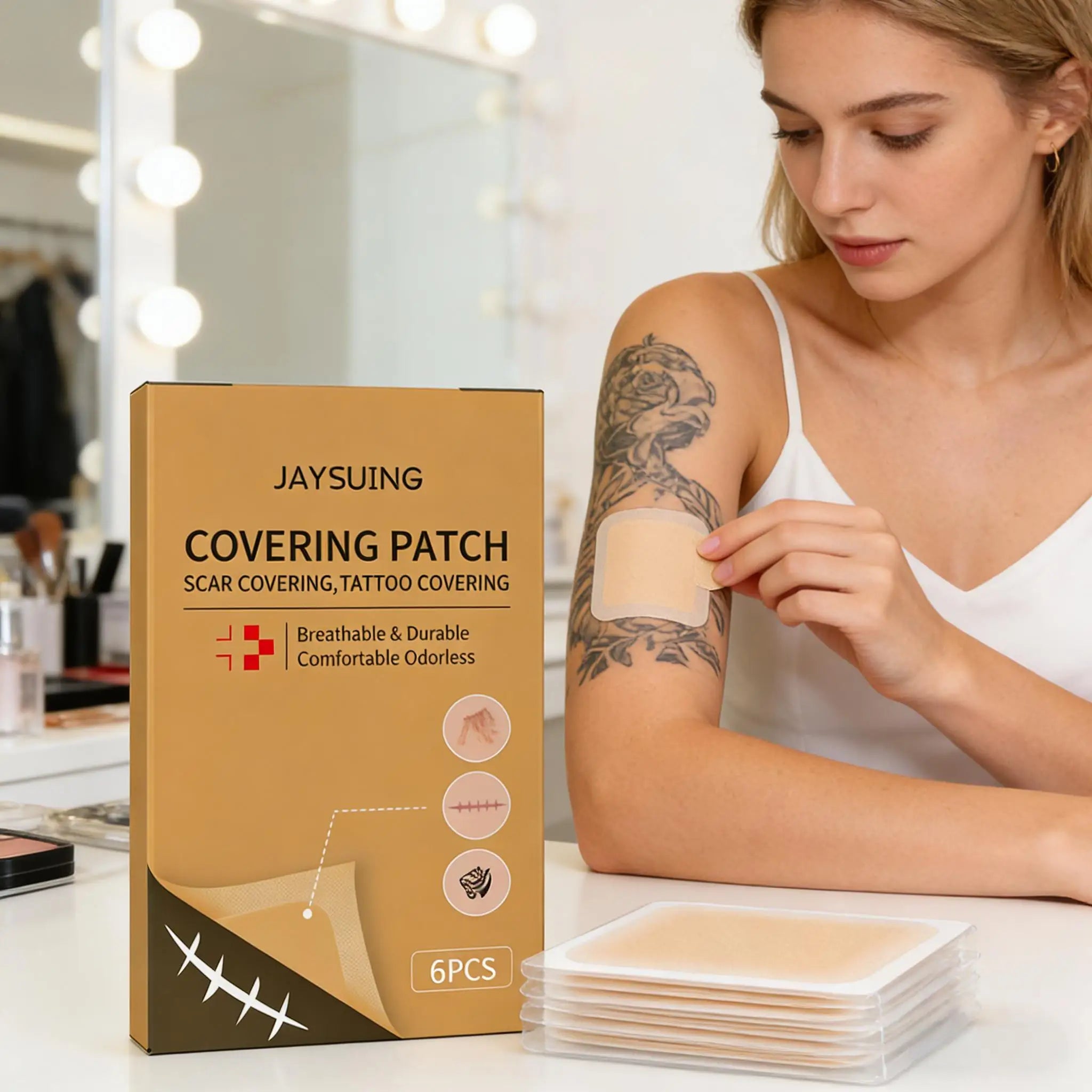 Invisible Concealer Patches Waterproof Full Cover Concealer Tattoo Scar Birthmark Natural Breathable Skin Flaw Hide Tapes 6PCS Qme