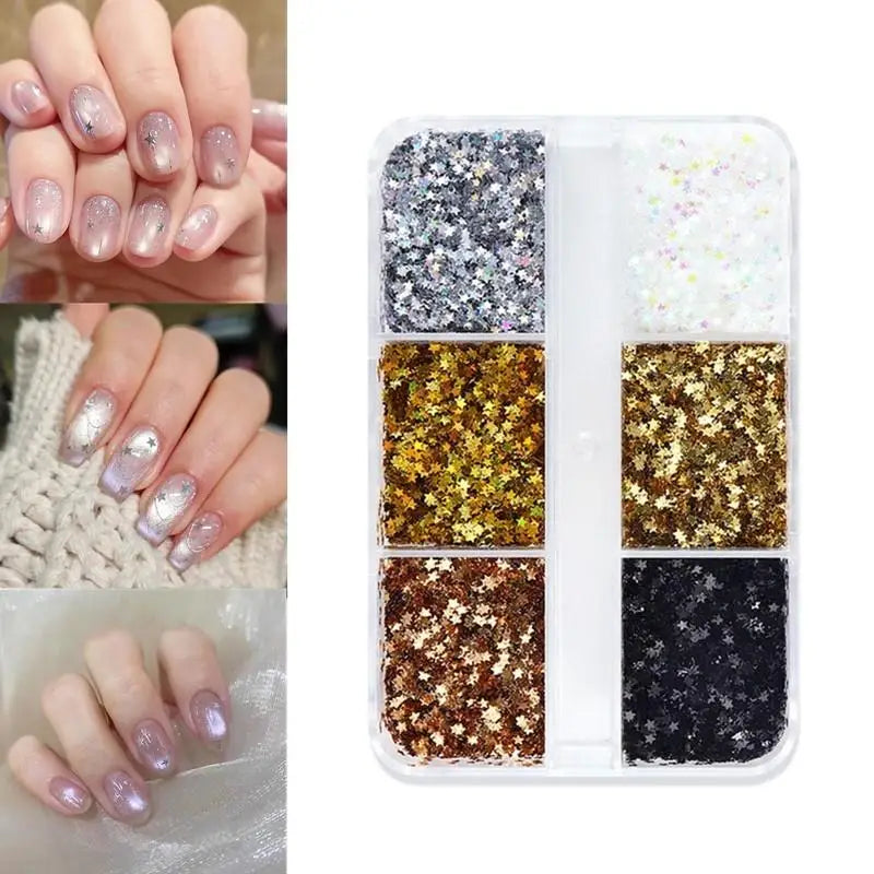 Mini Sparkling Star Nail Glitter Pentagram Decoration Salon Design Qme