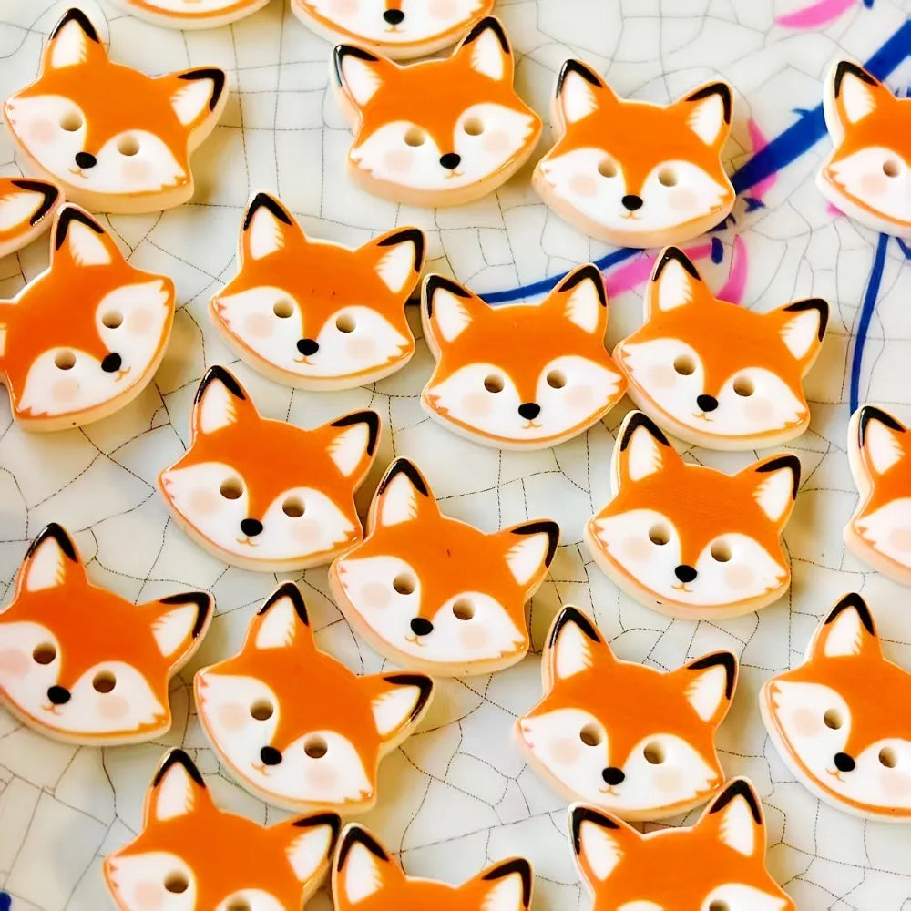 20pcs Cute Little Fox Resin Buttons, Creative Handmade Accessory Decorative Buttons Qme 20pcs