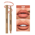 QIBEST Double Head Lip Liner&Brush Pen Makeup Mist Matte Contour Tint Lipstick Pencil 2 In 1 Stick Lasting Nude Black Lipliner Qme 02