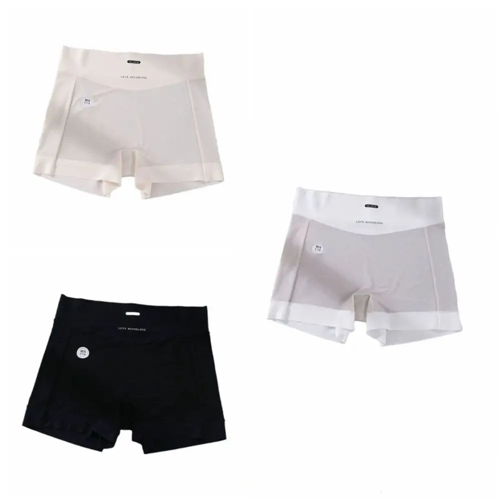 Fashion Thin Ice Silk Panties Large Size Cotton Crotch Women's Briefs Underpants Simple Anti-Glare Shorts Summer Qme