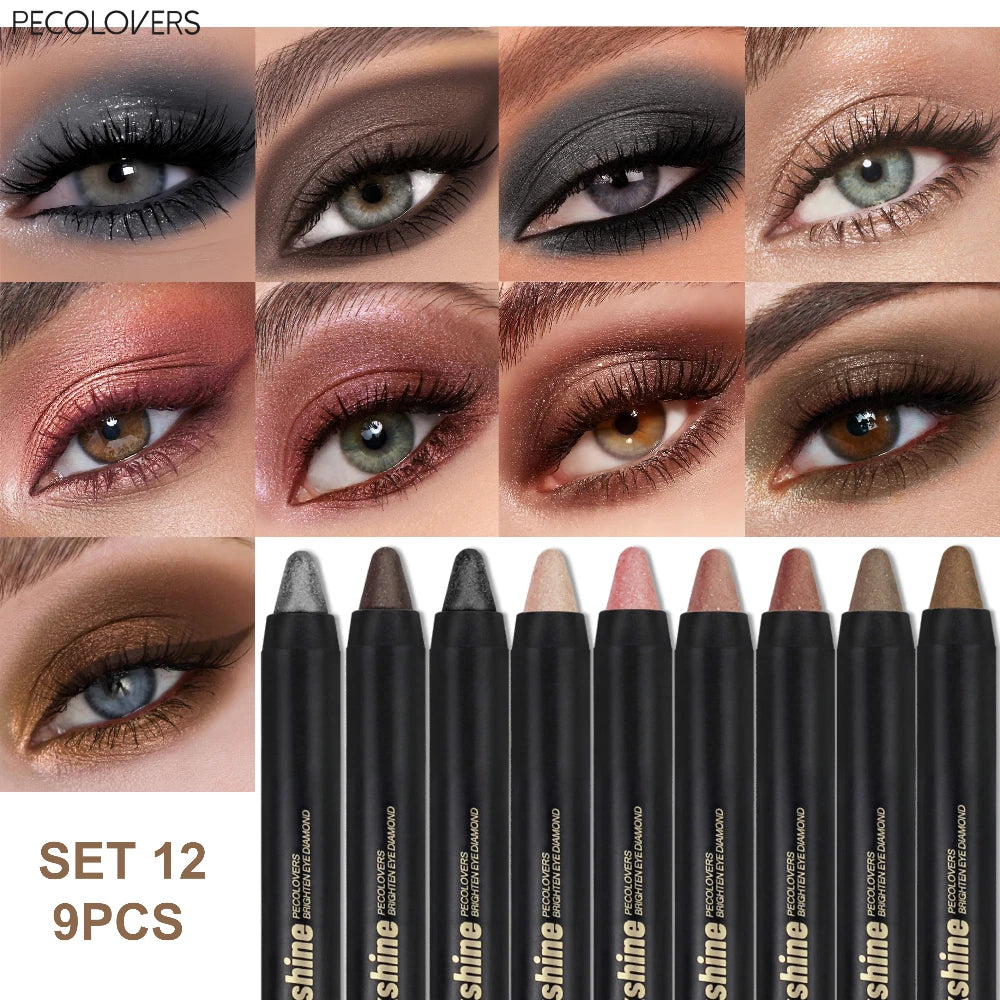 Dual-ended Eye Highlighter Eyeshadow Stick Colored Pigmented Creamy Qme SET 12