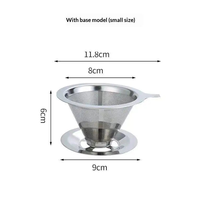 Reusable Stainless Steel Pour Over Coffee Filter Paperless Fine Mesh Qme F