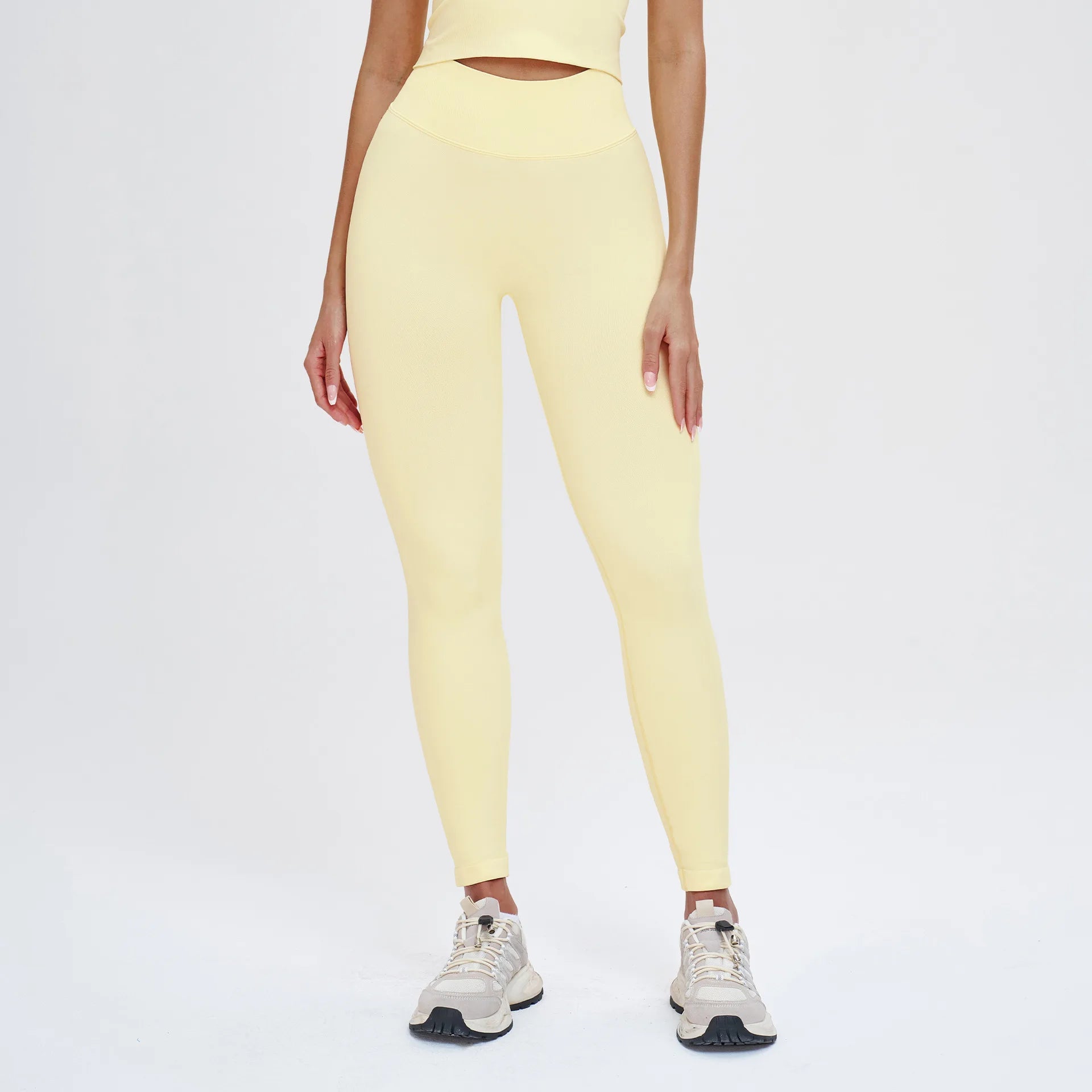 A Scrunch Butt Women Yoga Pants Seamless Sports Leggings High Waist Gym Fitness Tights Quick Drying Workout Pants Qme Moonlight Yellow M