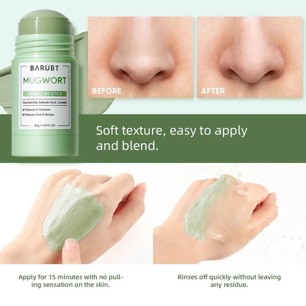 Mugwort Acne Clay Stick Niacinamide Salicylic Acid Face Mask Deep Qme