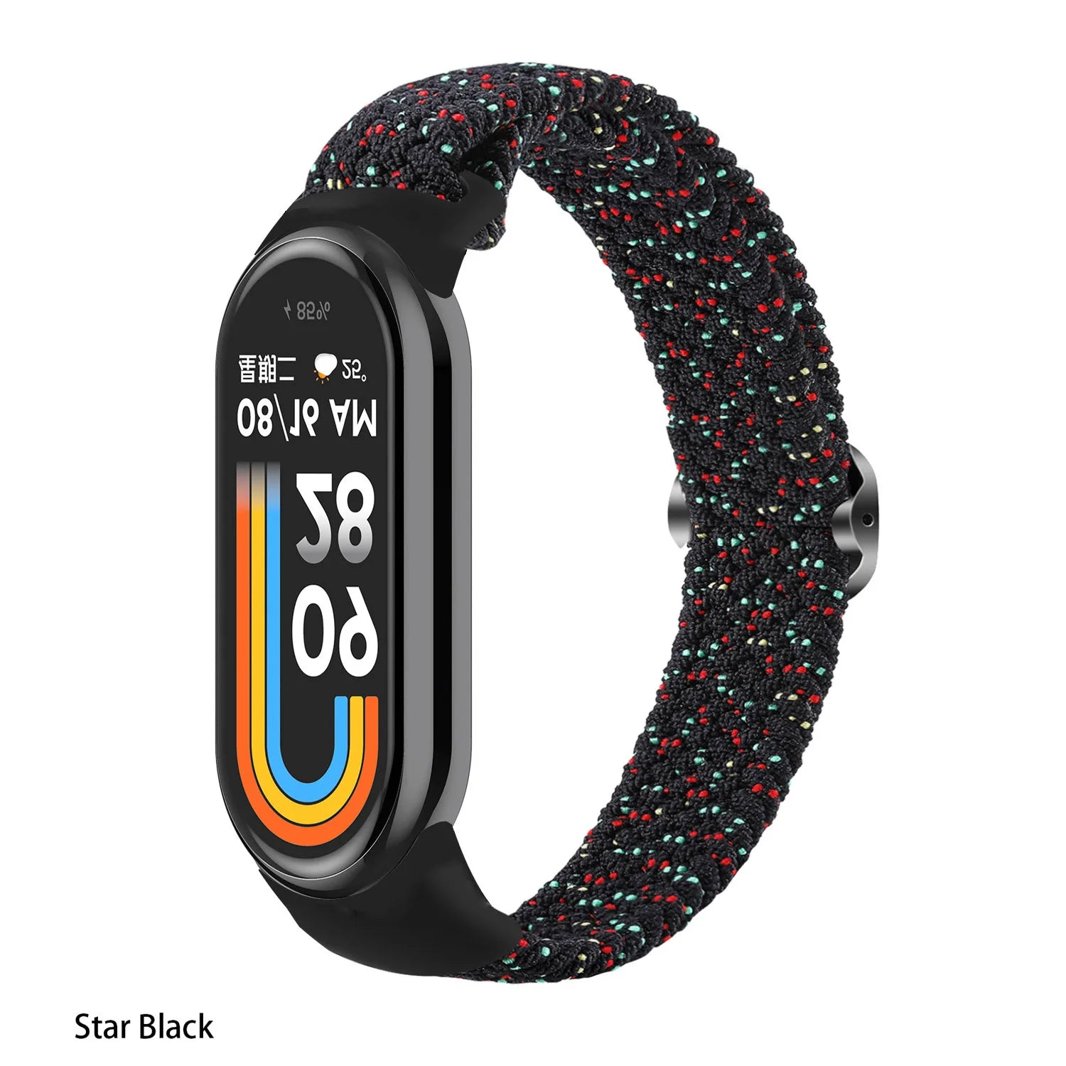 Elastic Nylon Adjustable Watchband for Xiaomi Mi Band 8 / NFC Replacement Bracelet Men Women Sport Strap Qme Star Black