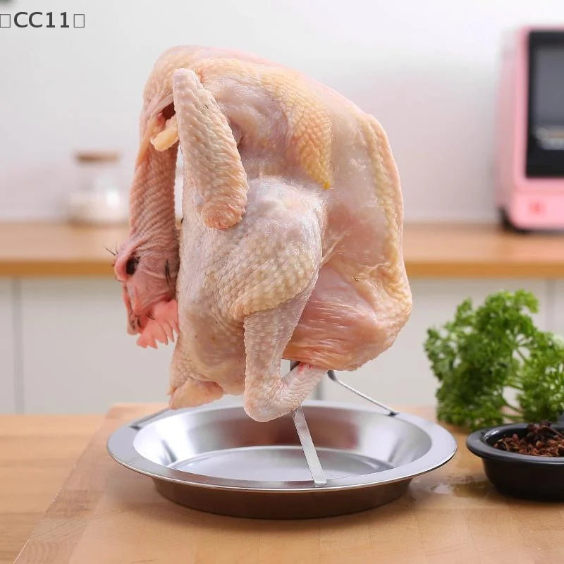 CC11Stainless Steel Chicken Roasting Stand Indoor Outdoor Cooking Qme