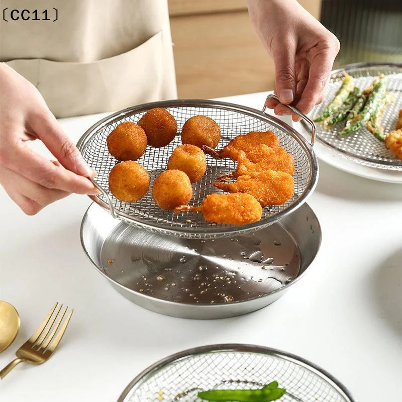 Stainless Steel Serving Tray Mesh Strainer Any Kitchen Safe Durable Qme