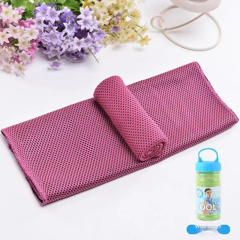 Breathable Cooling Towel Ultra Soft Microfiber Quick Drying Sunstroke Prevention Outdoor Sports Qme Rose red
