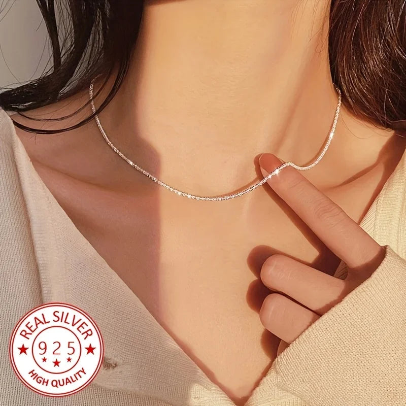 Luxury 2pcs Set 925 Sterling Silver Charms Bracelets Necklaces Jewelry Set for Women Lady Designer Jewelry Wedding Party Gifts Qme