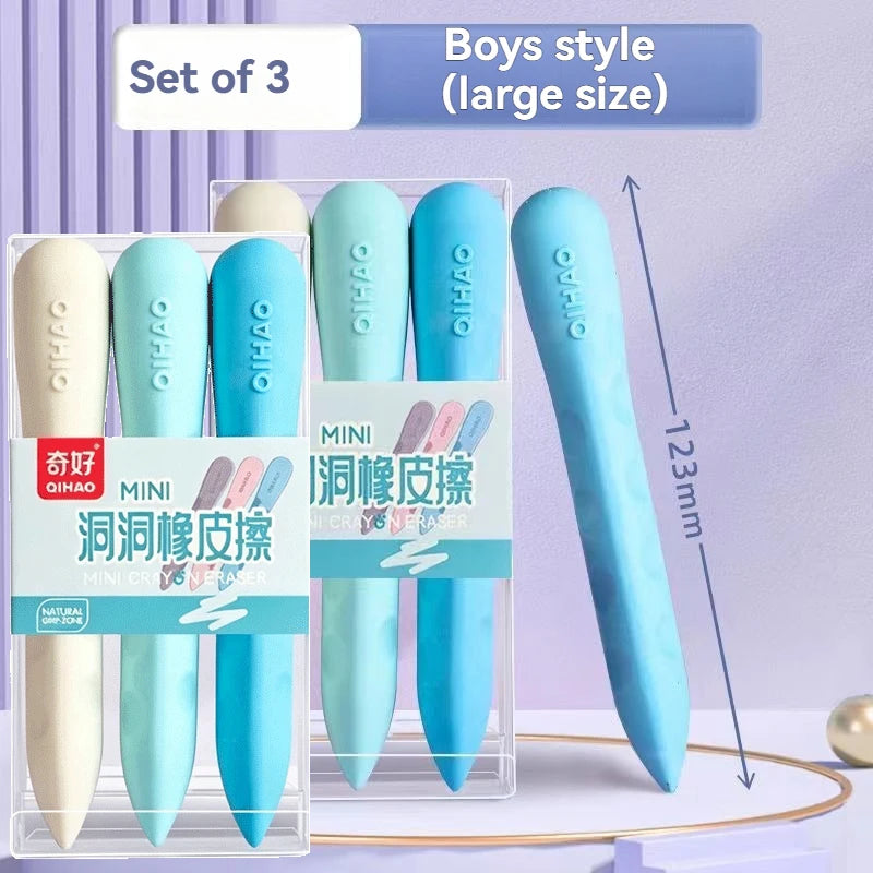 3/6Pcs Hole Eraser Pen No Dust No Crumbs Clean Eraser Cute Portable Eraser for Art Drawing Stationery Supplies Qme 6Pcs -Large-Boy