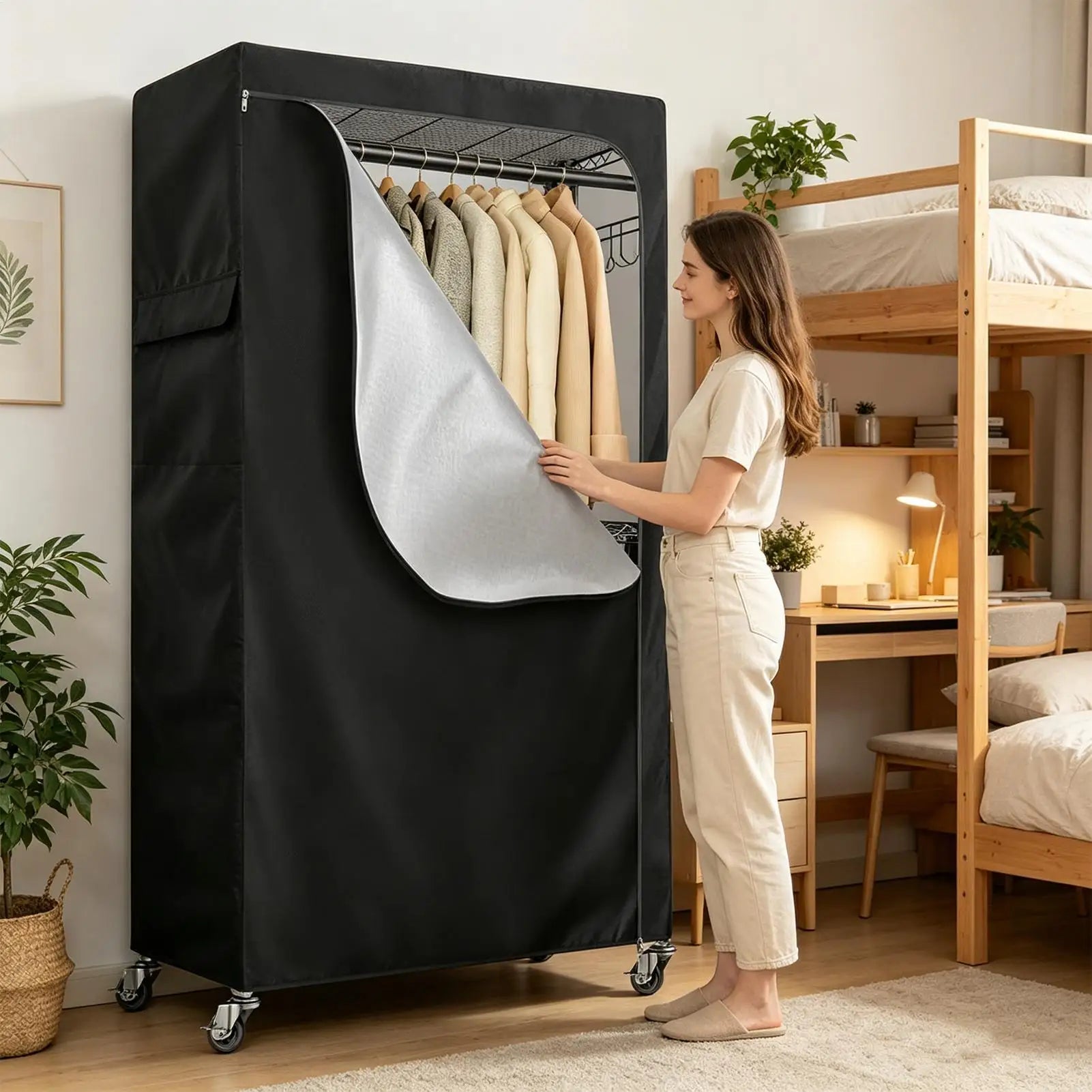 Clothes Rack Cover Only Oxford Waterproof Garment Wardrobe Wrap Qme