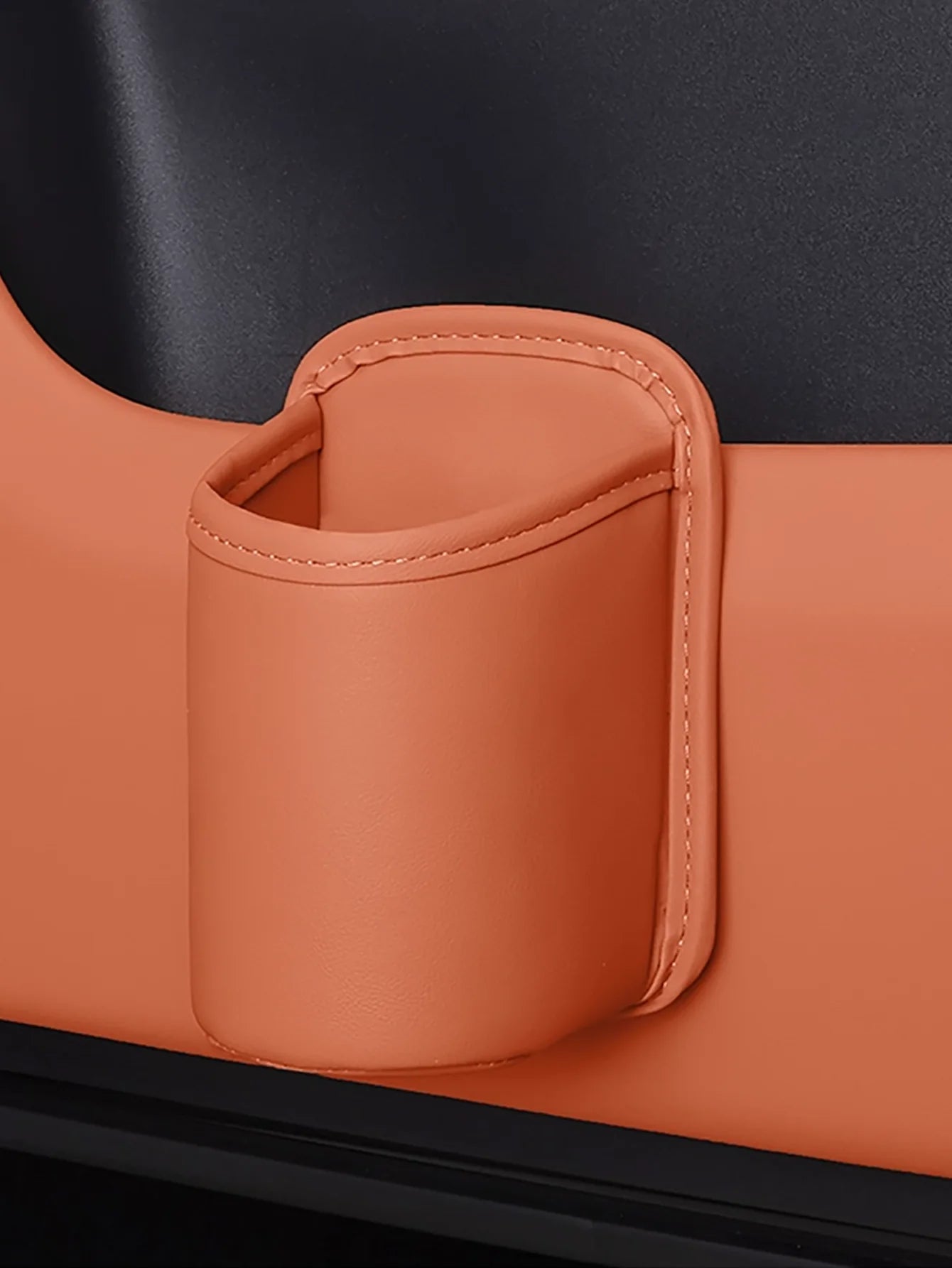 PU Leather Car Cup Holder Storage 2-in-1 Beverage Box High-end Mobile Qme Orange