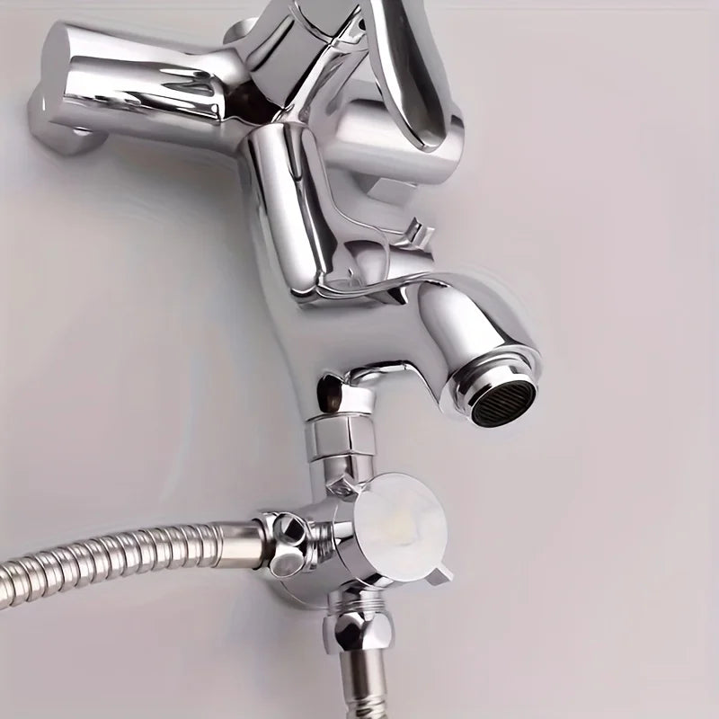 American ABS Water Splitter - Silvery, Bathroom Three-Way Faucet Adapter with Shower Arm and Spray Head Connector Qme