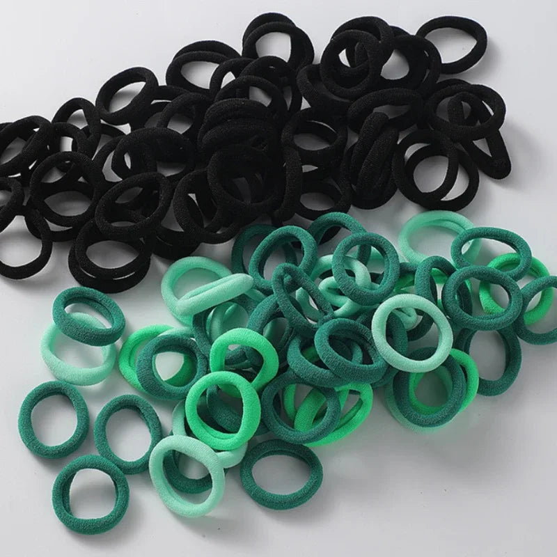 100pcs Colorful Nylon Elastic Hair Bands | Mixed Colors, Polyester Hair Ties for Ponytails, Small Hair Accessories, Qme