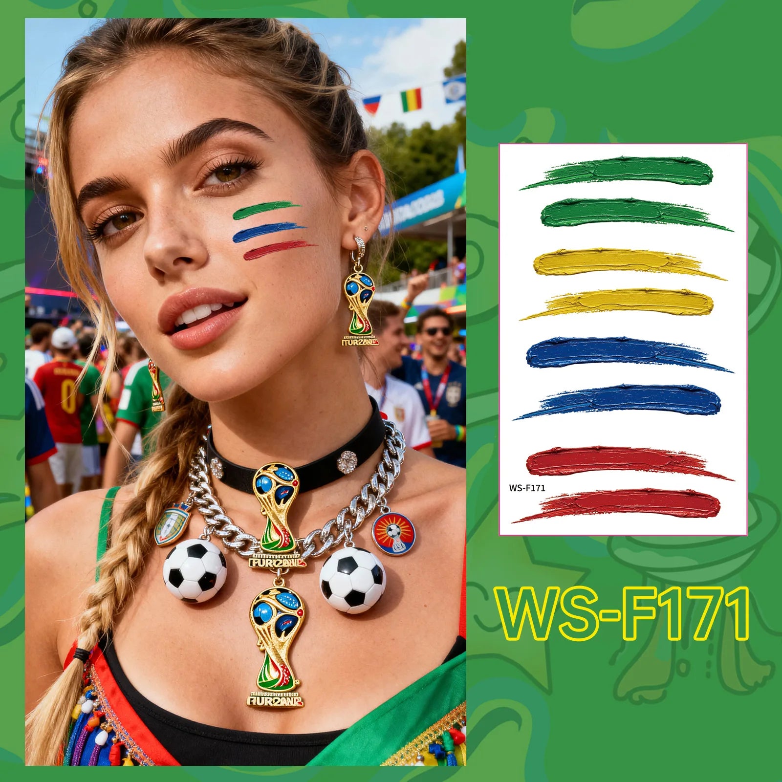 A 10PCS new painted graffiti football tattoo sticker carnival football peripheral game fans DIY decorative tattoo sticker Qme