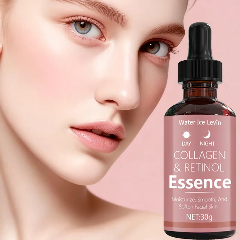 Day & Night Collagen & Retinol Essence for Firming & Smoothing Facial Care, Moisturizes & Softens Skin for All Skin Types. Qme