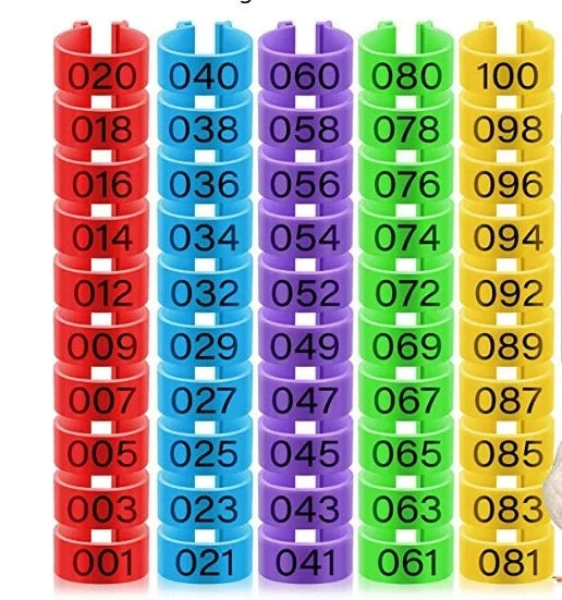 50pcs-10pc Chicken Foot Ring 1.6cm Turkeys Quail Foot Ring Multi-Color Numbered Identification Leg Rings Poultry Carry Foot Ring Qme Mixed colors 50pcs