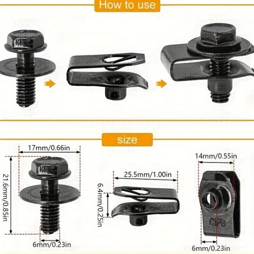 10 Pieces Set of Car Screw Clips, License Plate Frame Strips - Iron Material Qme