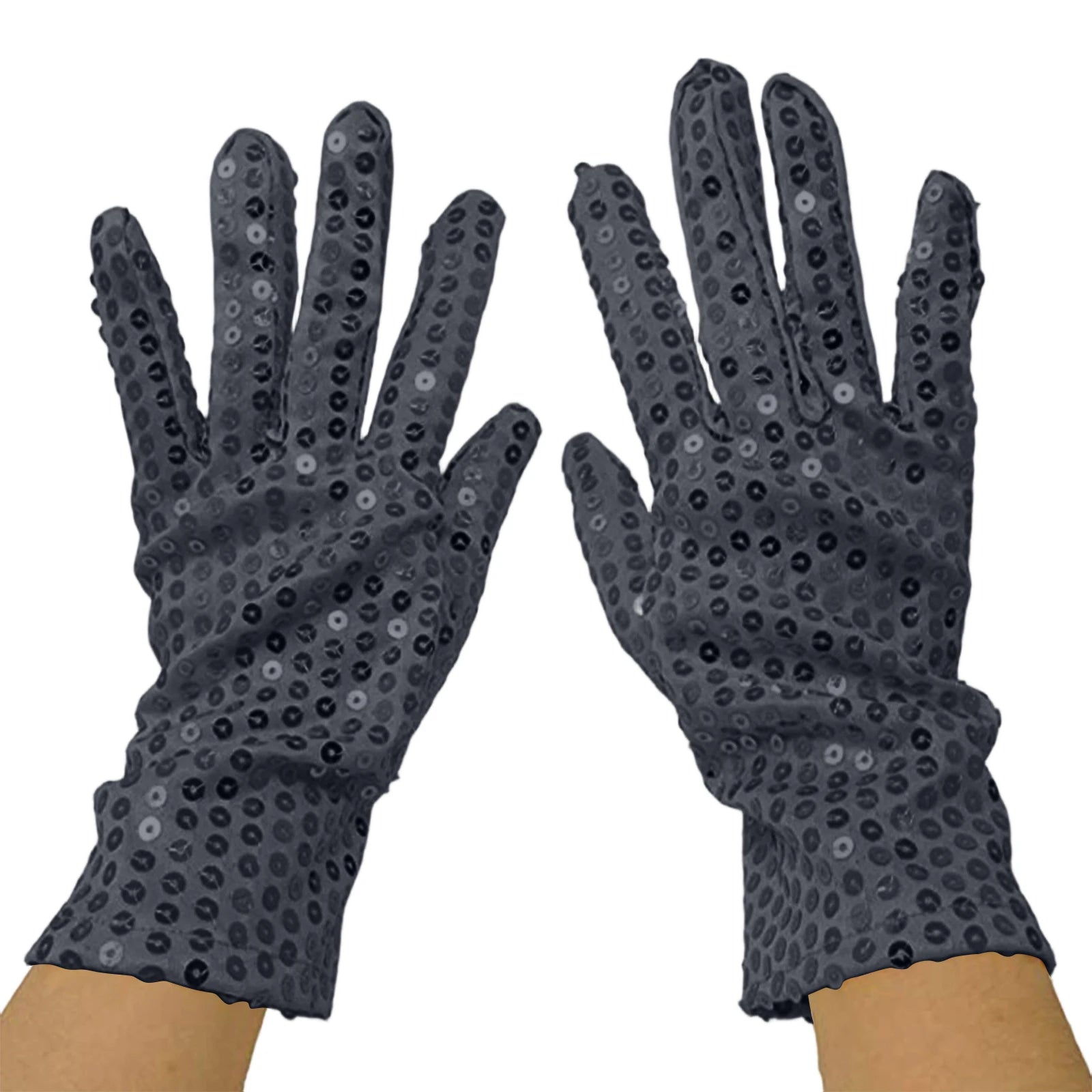 Unisex Creative Sequin Dance Performance Gloves Adult Carnival Clothing Party Accessories Fashionable Stage Decorative Props Qme Black