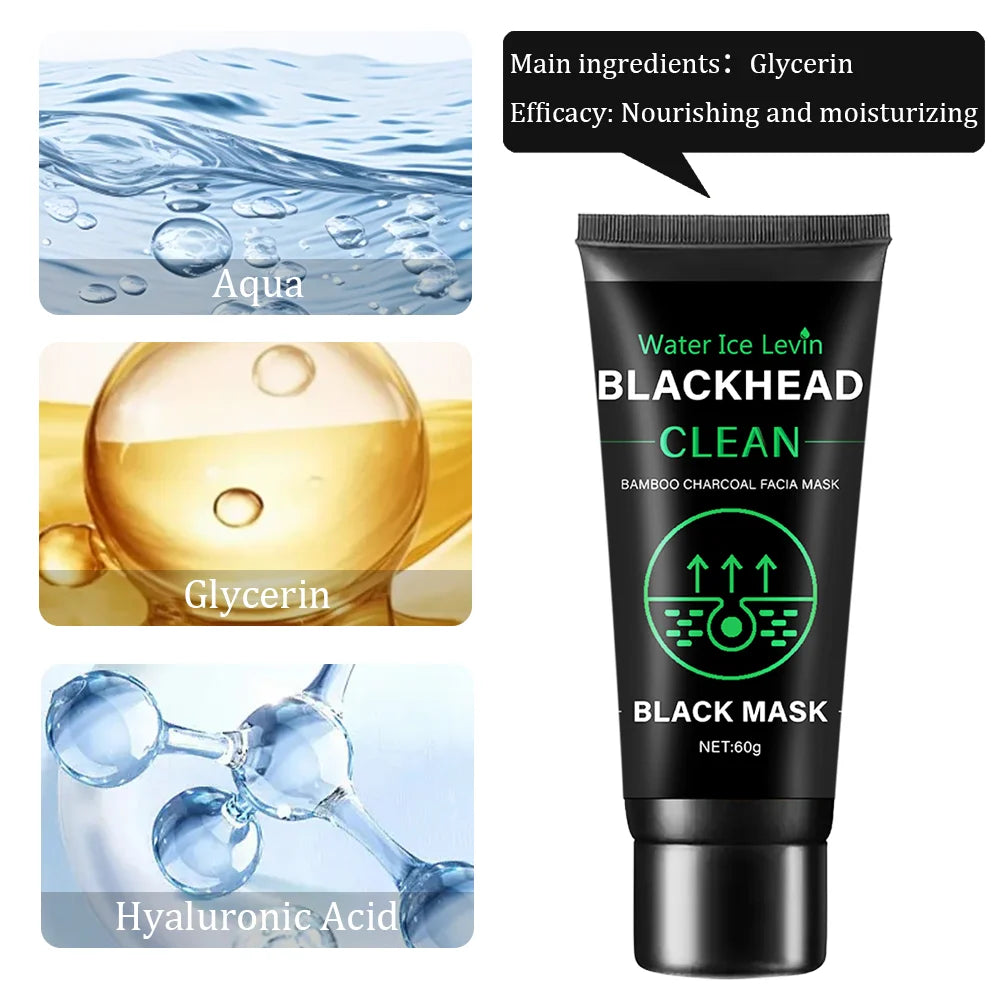 60g Bamboo Charcoal Fiber Mask Blackhead Removal Deep Mask Deep Cleansing Cleansing Exfoliating Mask Treatment Black Mask Qme