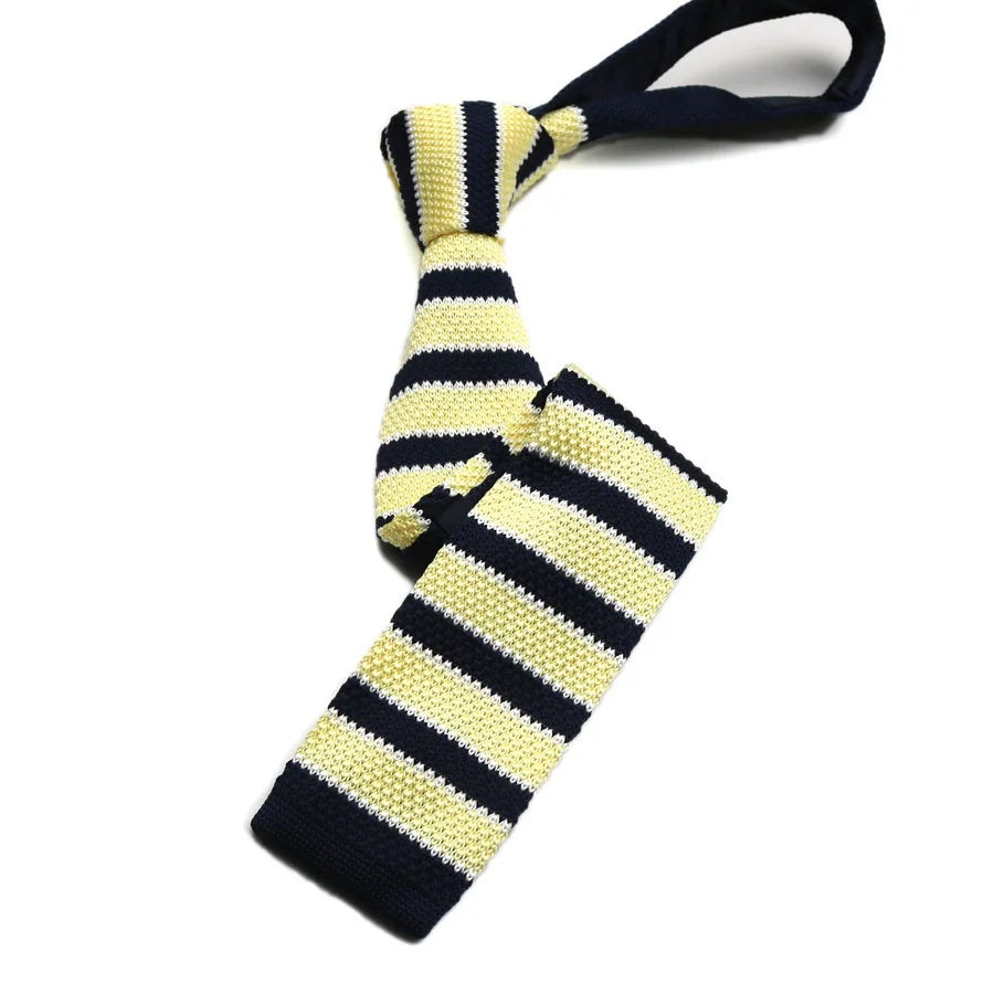 Striped Knitted Tie Casual and Fashionable Flat Head Tie 7CM Tie Colorful Personalized Trendy Manual Knot Tie Campus Style Qme 04