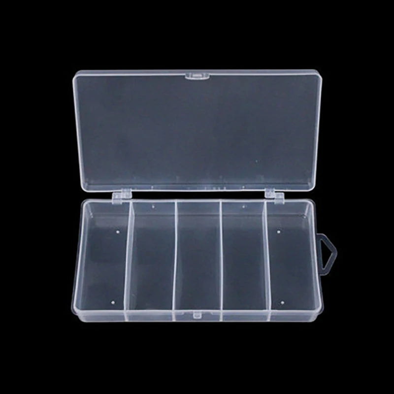 5 Compartments Fishing Tackle Box Storage Case Accessories Tools Fly Qme transparent