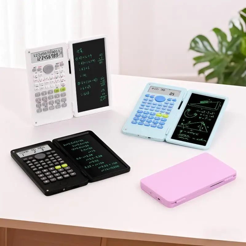 Scientific Calculator Foldable LCD Writing Tablet 12-Digit Clear Qme