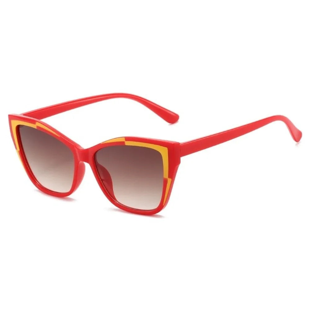 Exquisite Y2k Cat Eye Sunglasses Steampunk Contrast Color Fashion Sunglasses Square Frame Gradient Fashion Shades Driving Qme Style E