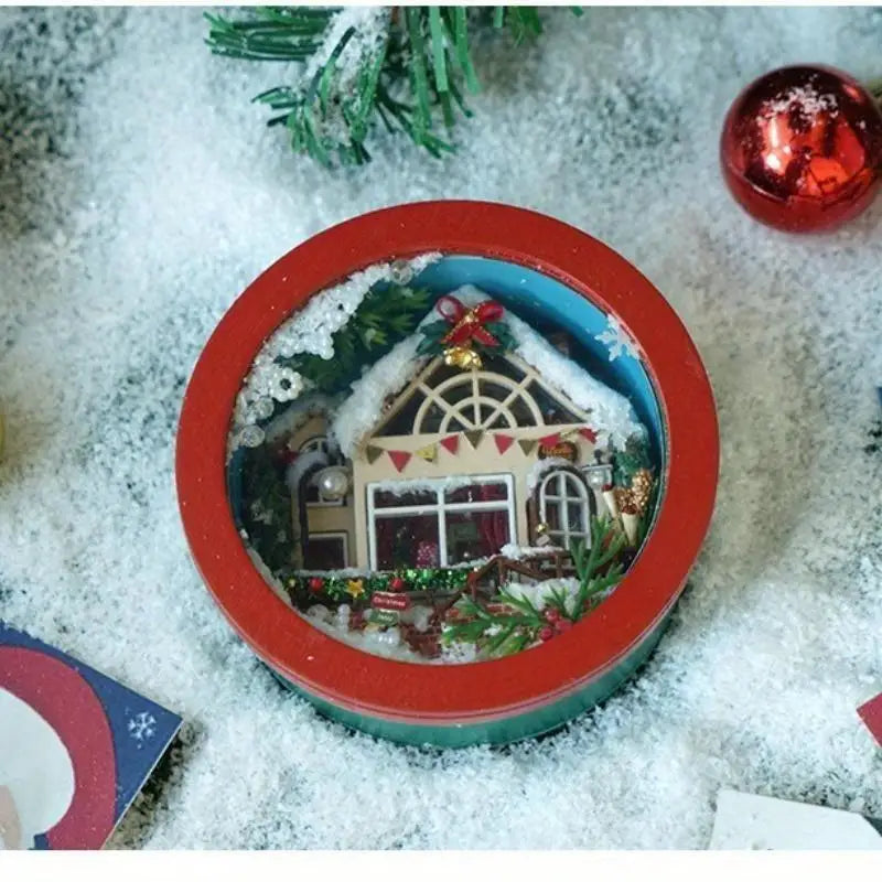 Wooden Christmas Cottage Toys DIY Mini House Decorations Home Holiday Qme