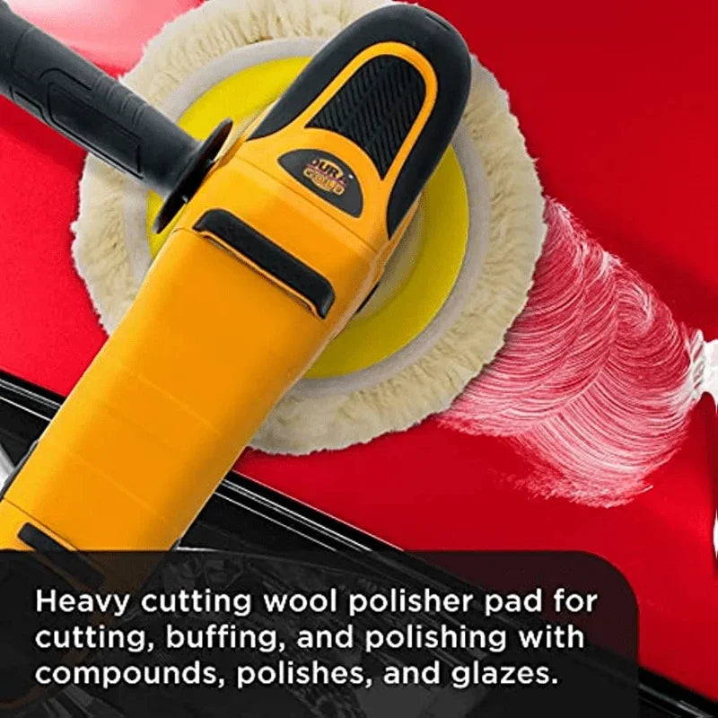 7in Wool Hook & Loop Grip Buffing Pad For Compound Cutting & Polishing For Automotive, Marine And Epoxies Qme
