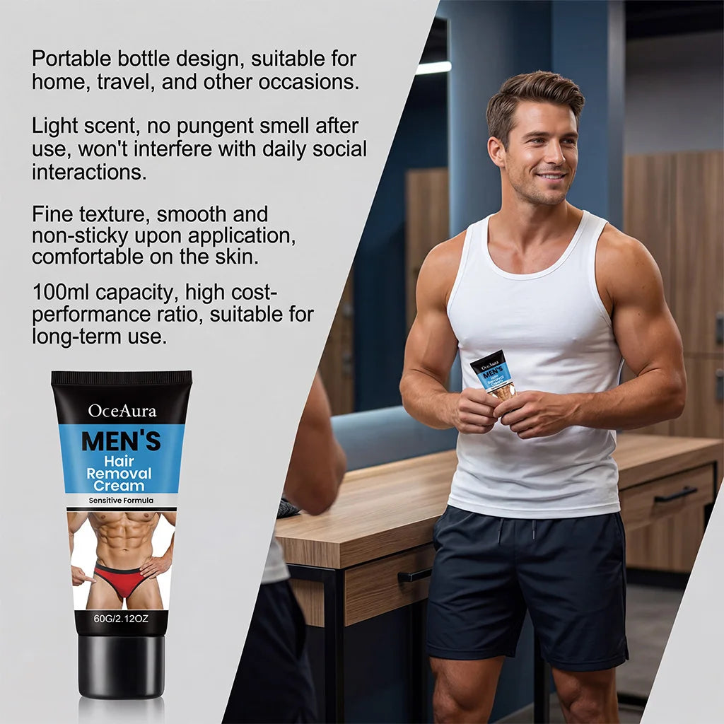 Men’s Hair Removal Cream Gentle Painless Depilatory Cream Effective Hair Remover for Body Legs Armpit Quickly Smoothing Skin Qme