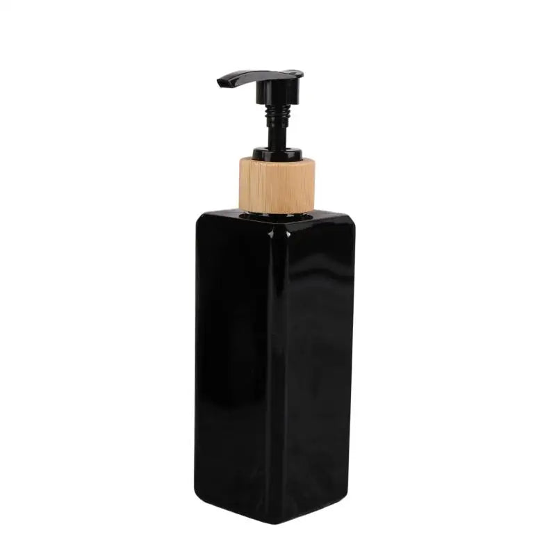 Bamboo Pump Bottles Lotion Containers Bathroom Dispensers Square Qme