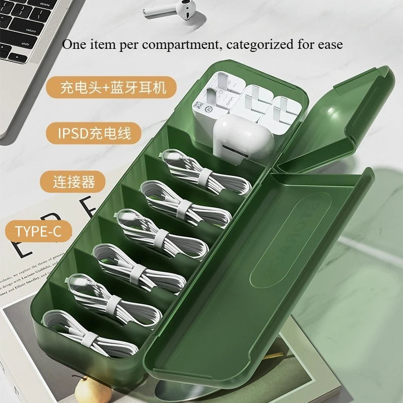 1-2pcs Desktop Cable Organizer with Lid,Cord Management Box for Data Cable,Phone Charger Storage Holder,Cable Tidy OrganizerTool Qme