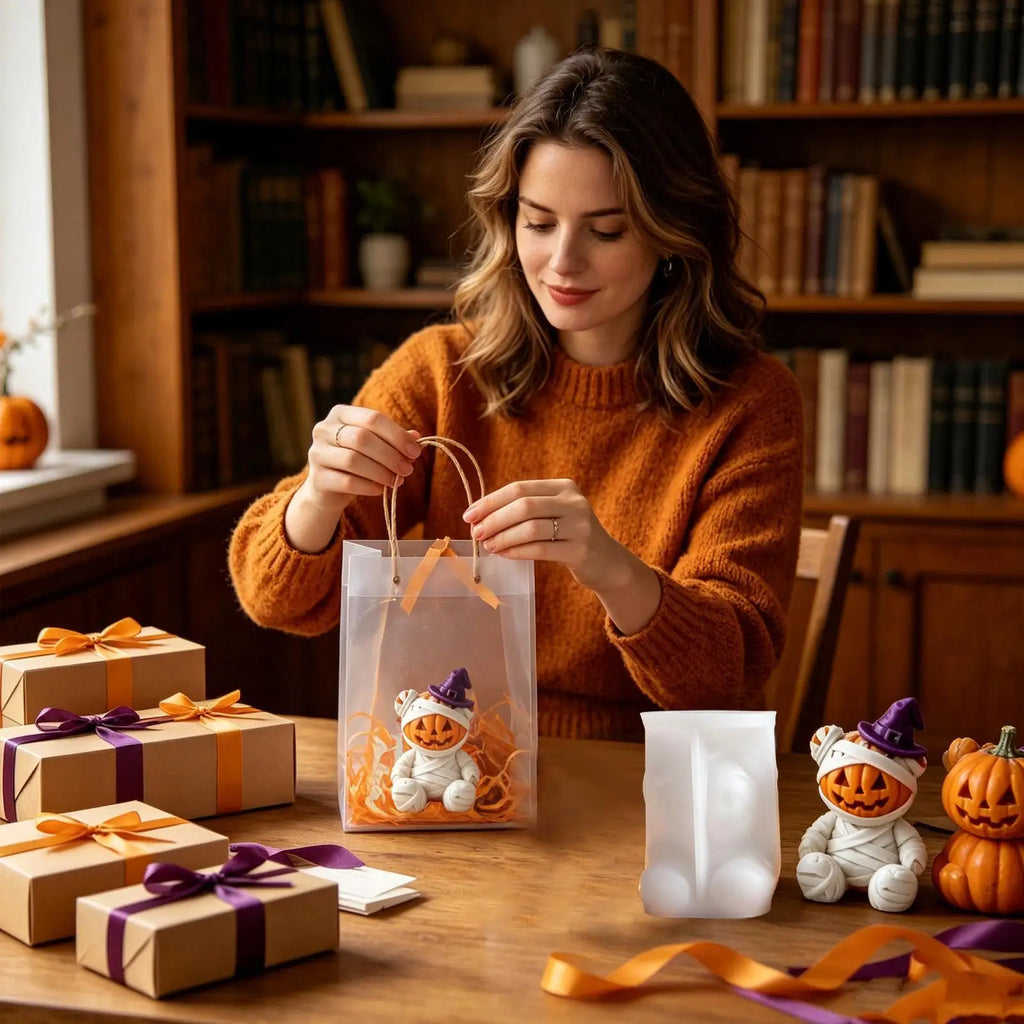 Halloween Candle Molds Cute Pumpkin Bear Reusable DIY Easy Release Qme