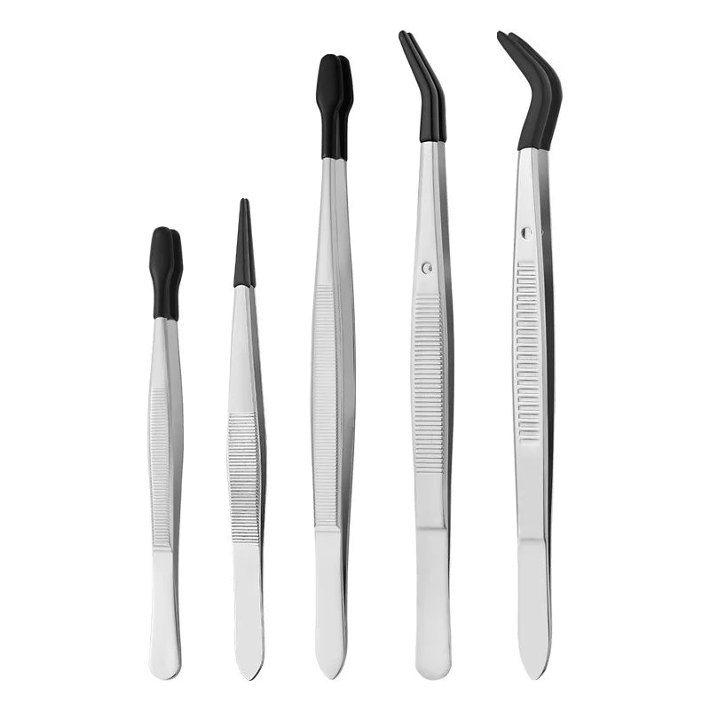 Tweezers Rubber Tips PVC Silicone Coated Non Marring Flat Tip Bent Qme