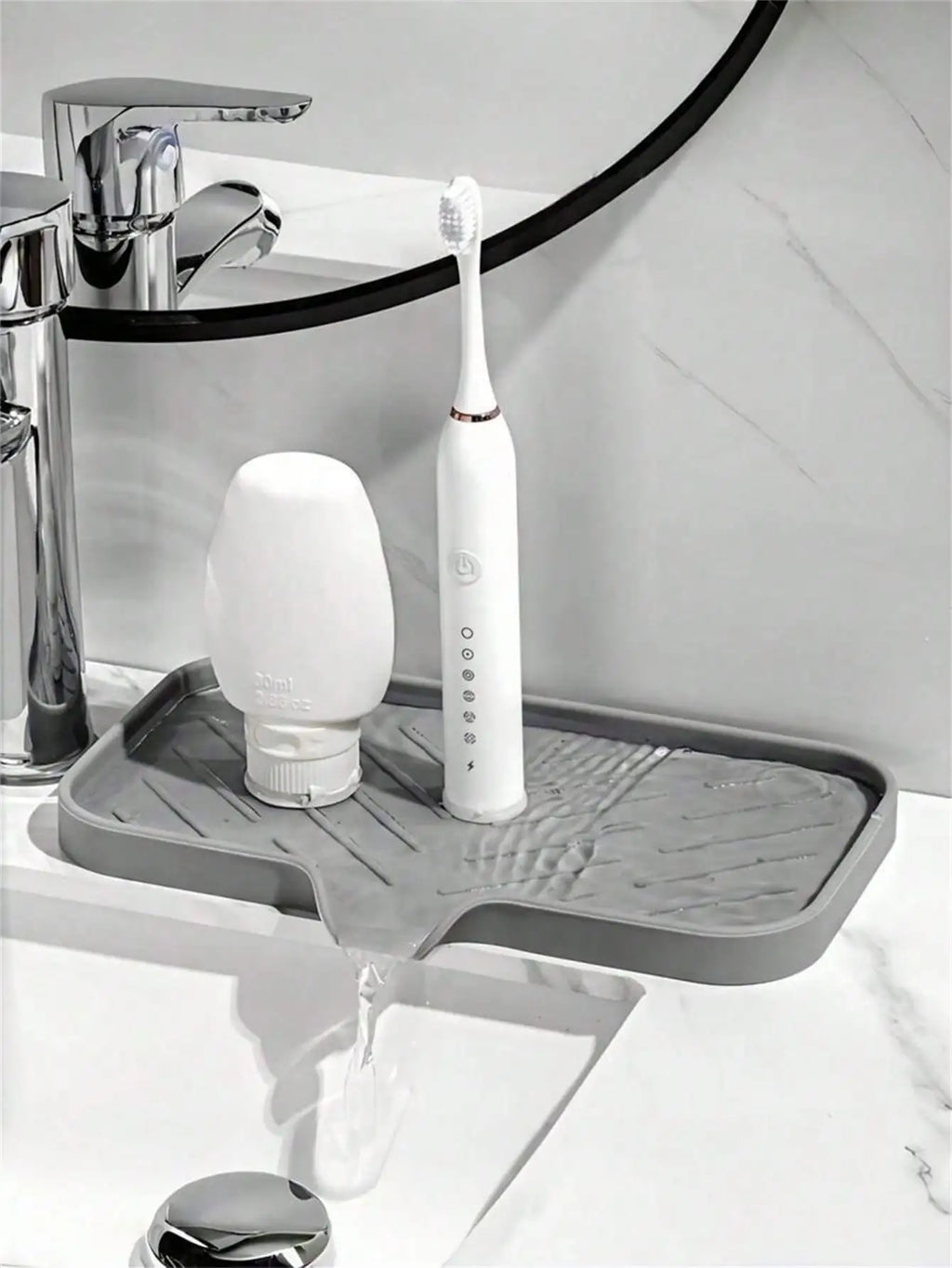 Silicone Drain Rack Kitchen Sink Splash Guard Faucet Handle Drip Qme