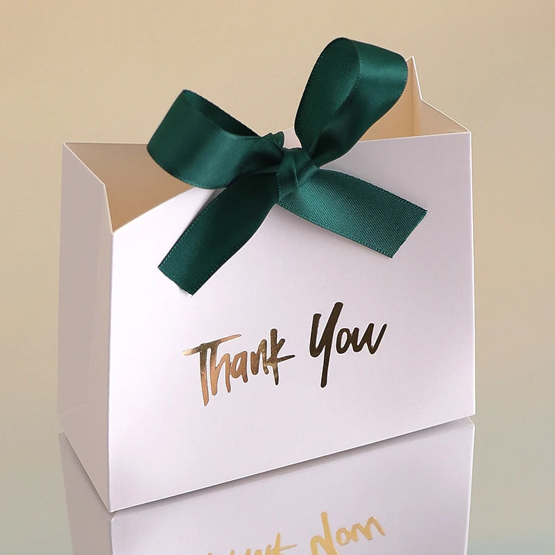 10 Mini Gift Boxes/Gift Bags with Gold Ribbon and Thank You Text Design, Available in Various Colors, Perfect for Wedding Favors, Mother's Day, Father's Day Party Gifts, and Small Gifts, as Well as Birthday, Gender Reveal, Gr Qme 10Pcs White Other Other