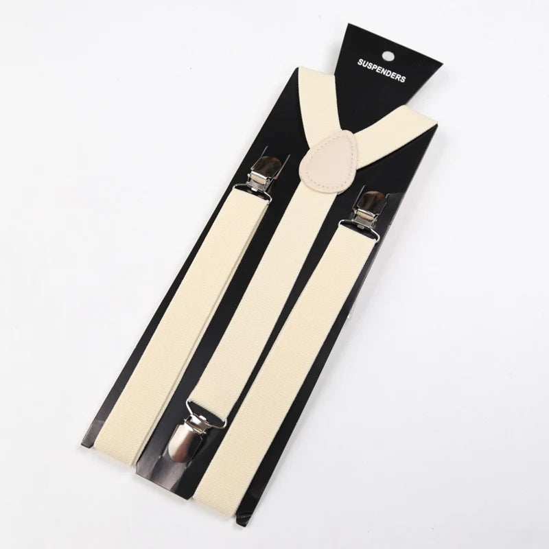 30 Colors Vintage Suspenders Men Women Adult Y Back Adjustable Straps Qme Beige