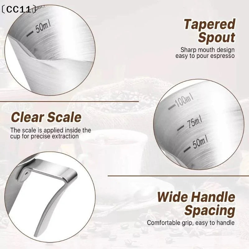 304 Stainless Steel Coffee Measuring Cup Kitchen Tool Scale Mark Qme