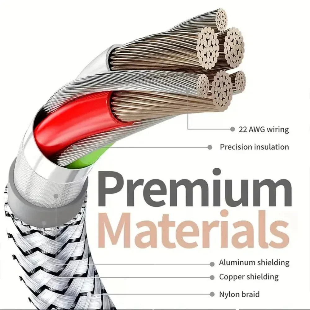USB A to Type-C Cable Nylon Braided Cable 18W 480Mbps Compatible Fast Charging Cord 1m 2m 3m for iPhone 17 16 15 Galaxy S25 S24 Qme