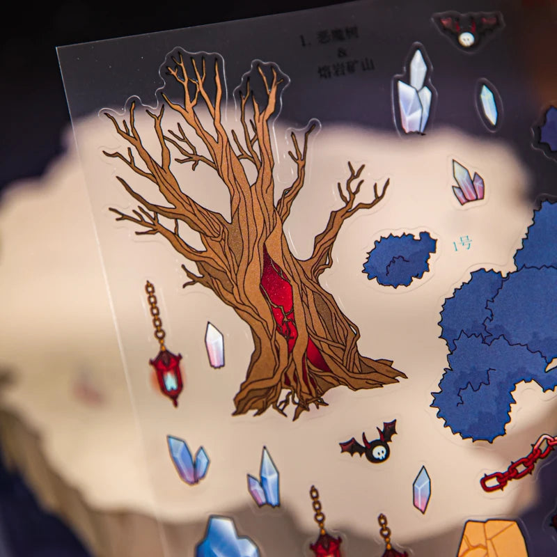 Angel & Demon Island Extra Large Scene Stickers, Fantasy Stress-Relief Stickers, Perfect Leisure Essentials for DIY Craft Lovers Qme