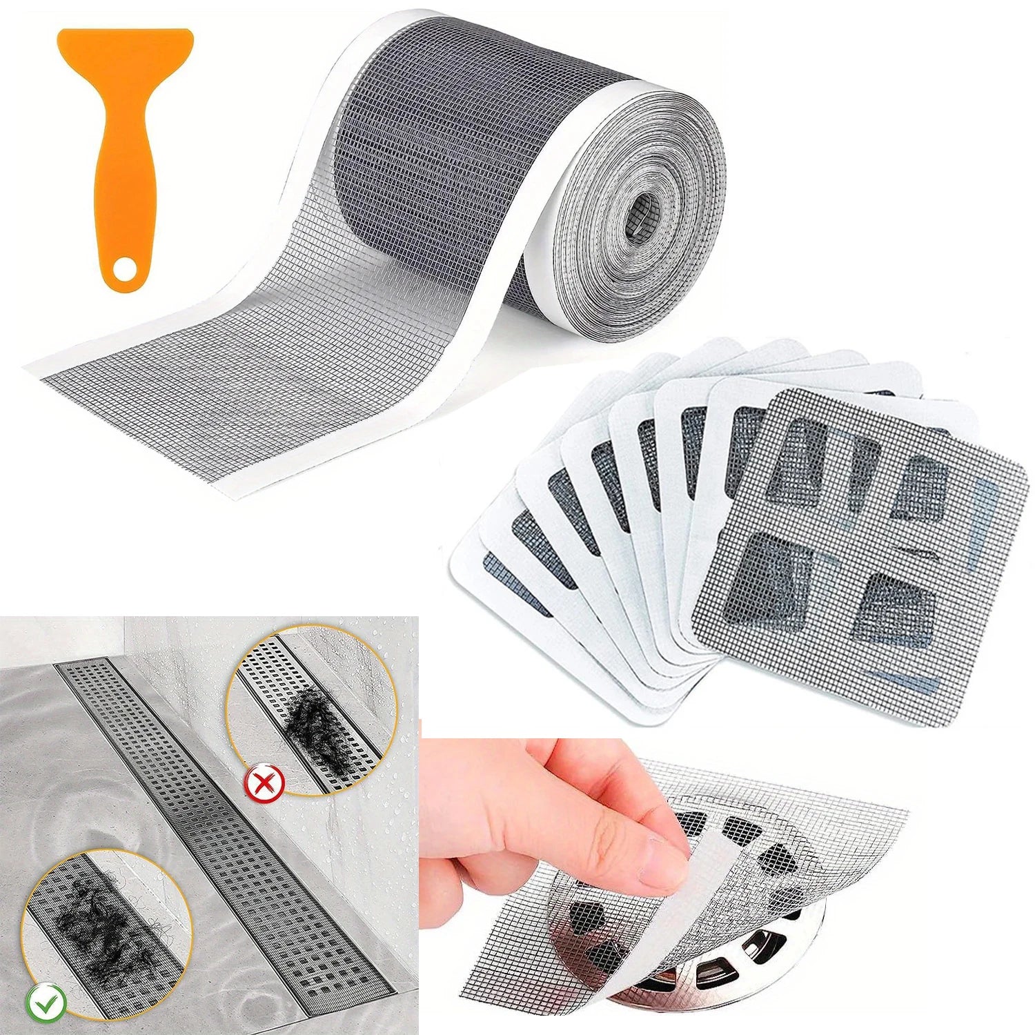 Disposable Shower Drain Hair Catcher Mesh Shower Drain Covers Floor Sink Strainer Filter Hair Stopper For Bathroom Kitchen Qme