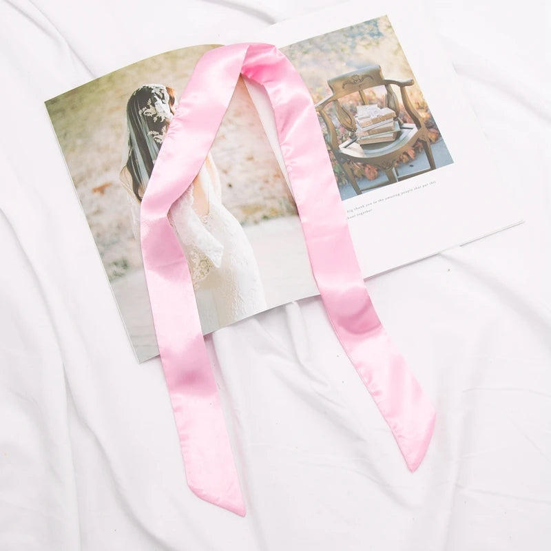 Long Bag Scarf Women Hair Band Lady Accessories Solid Skinny Scarves
