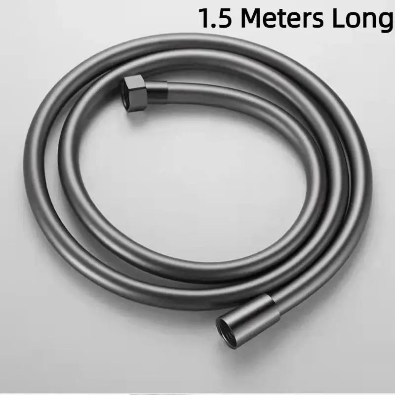 PVC Silicon Shower Hose Flexible Super Durable Suitable For Hot And Cold Water Use And Corrosion-Resistant Steel Cap Connector Qme A Gray