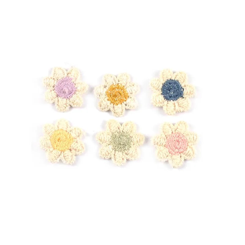 50Pcs 2cm 5color Mini Flower Patches Sewing Accessories Lace Embroidery Garment Appliques For Handmade Material Home Decor c3461 Qme