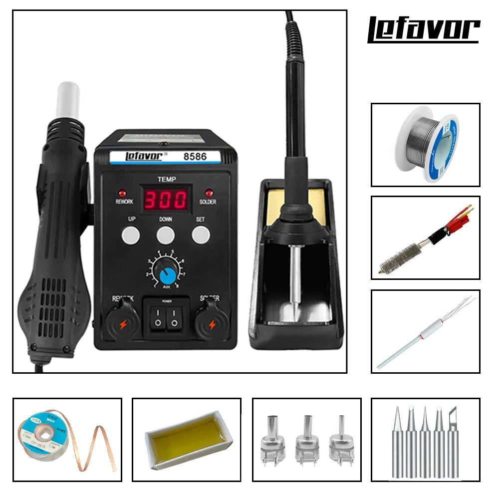 1 Digital Soldering Station Air Gun Solder Iron SMD BGA Rework Qme SET3 220V EU plug