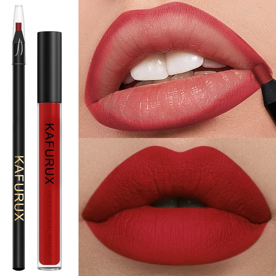 Sexy Red Lip Liner Pen Matte Glaze Liquid Lipstick Korean Makeup Qme 7010 7103