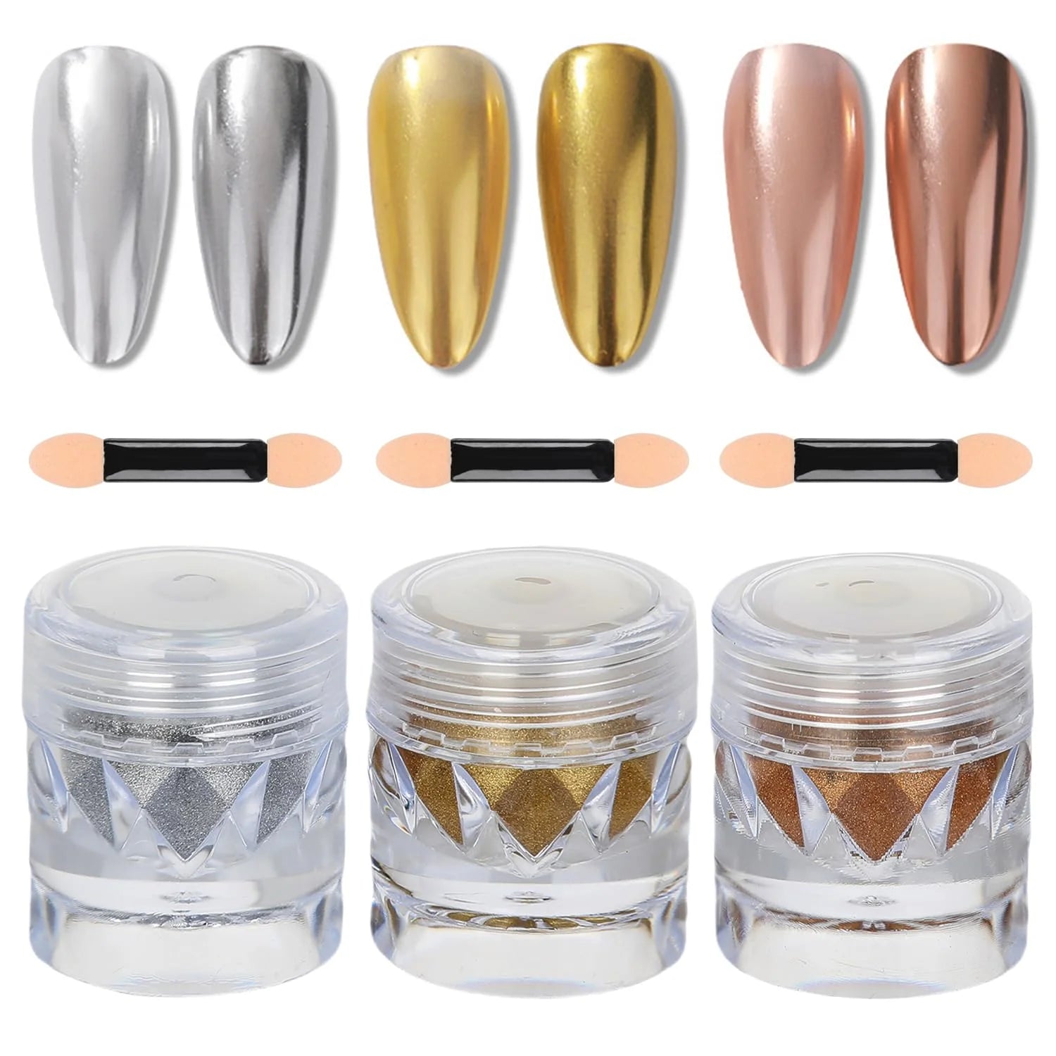1 Mirror Chrome Nail Powde Gold Silver Coating Pearl Decoration Qme 1 set 02