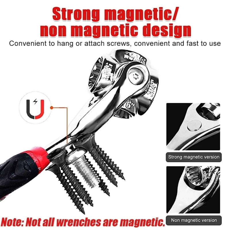 52 In 1 Multi-tool Wrench 8 to 19mm Tools Socket Works Universal Spline Bolts Sleeve Rotation Hand Tools 1pc 360° Tiger Wrench Qme